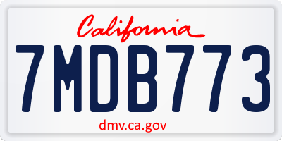 CA license plate 7MDB773