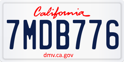 CA license plate 7MDB776