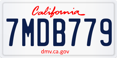 CA license plate 7MDB779