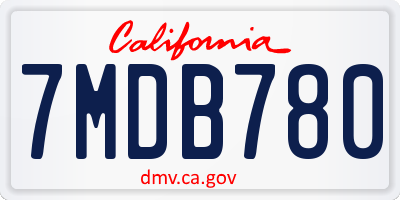 CA license plate 7MDB780