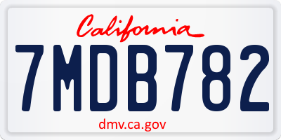 CA license plate 7MDB782