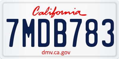 CA license plate 7MDB783