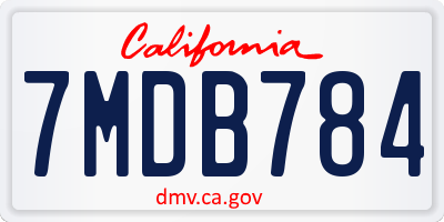 CA license plate 7MDB784