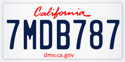 CA license plate 7MDB787