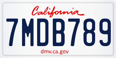 CA license plate 7MDB789