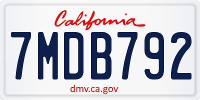 CA license plate 7MDB792