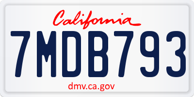 CA license plate 7MDB793