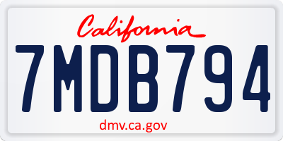 CA license plate 7MDB794