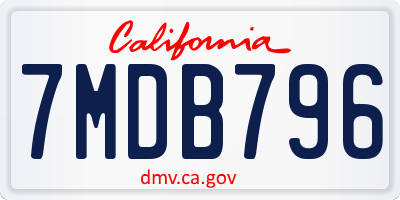 CA license plate 7MDB796