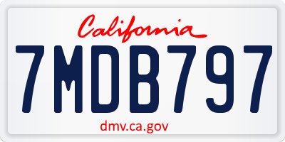 CA license plate 7MDB797
