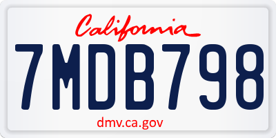 CA license plate 7MDB798