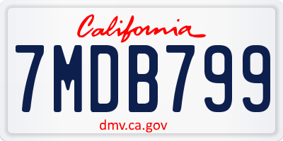 CA license plate 7MDB799