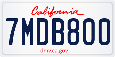 CA license plate 7MDB800