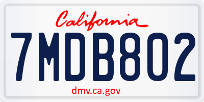 CA license plate 7MDB802