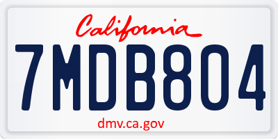 CA license plate 7MDB804