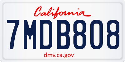 CA license plate 7MDB808