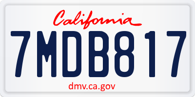 CA license plate 7MDB817