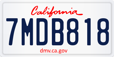 CA license plate 7MDB818