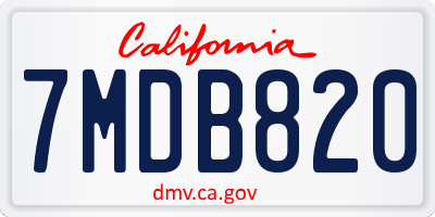 CA license plate 7MDB820