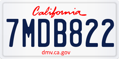 CA license plate 7MDB822