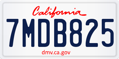 CA license plate 7MDB825