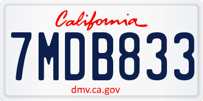 CA license plate 7MDB833