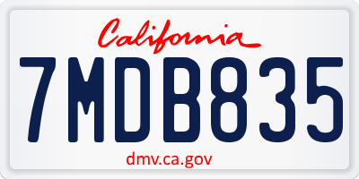 CA license plate 7MDB835