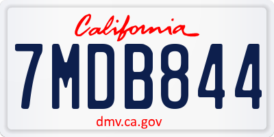 CA license plate 7MDB844
