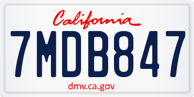 CA license plate 7MDB847