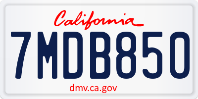CA license plate 7MDB850