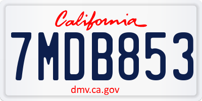 CA license plate 7MDB853