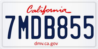 CA license plate 7MDB855