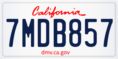 CA license plate 7MDB857