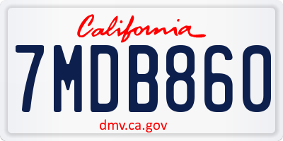 CA license plate 7MDB860