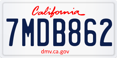CA license plate 7MDB862