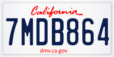 CA license plate 7MDB864