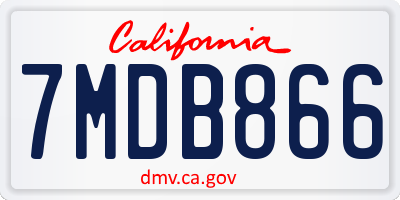 CA license plate 7MDB866
