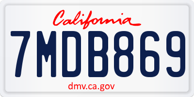 CA license plate 7MDB869
