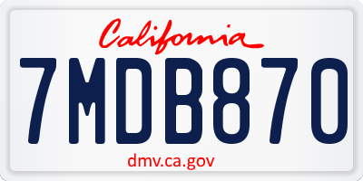 CA license plate 7MDB870