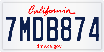 CA license plate 7MDB874