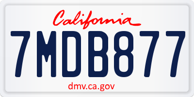 CA license plate 7MDB877
