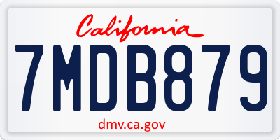 CA license plate 7MDB879