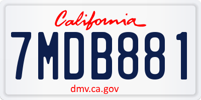 CA license plate 7MDB881
