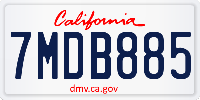 CA license plate 7MDB885