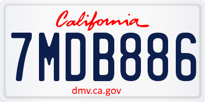 CA license plate 7MDB886