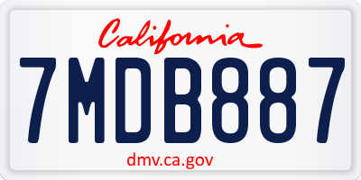 CA license plate 7MDB887