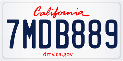 CA license plate 7MDB889