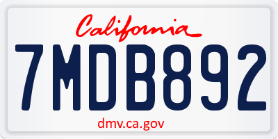 CA license plate 7MDB892