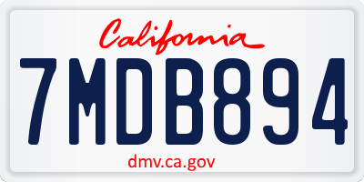 CA license plate 7MDB894