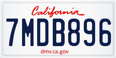 CA license plate 7MDB896